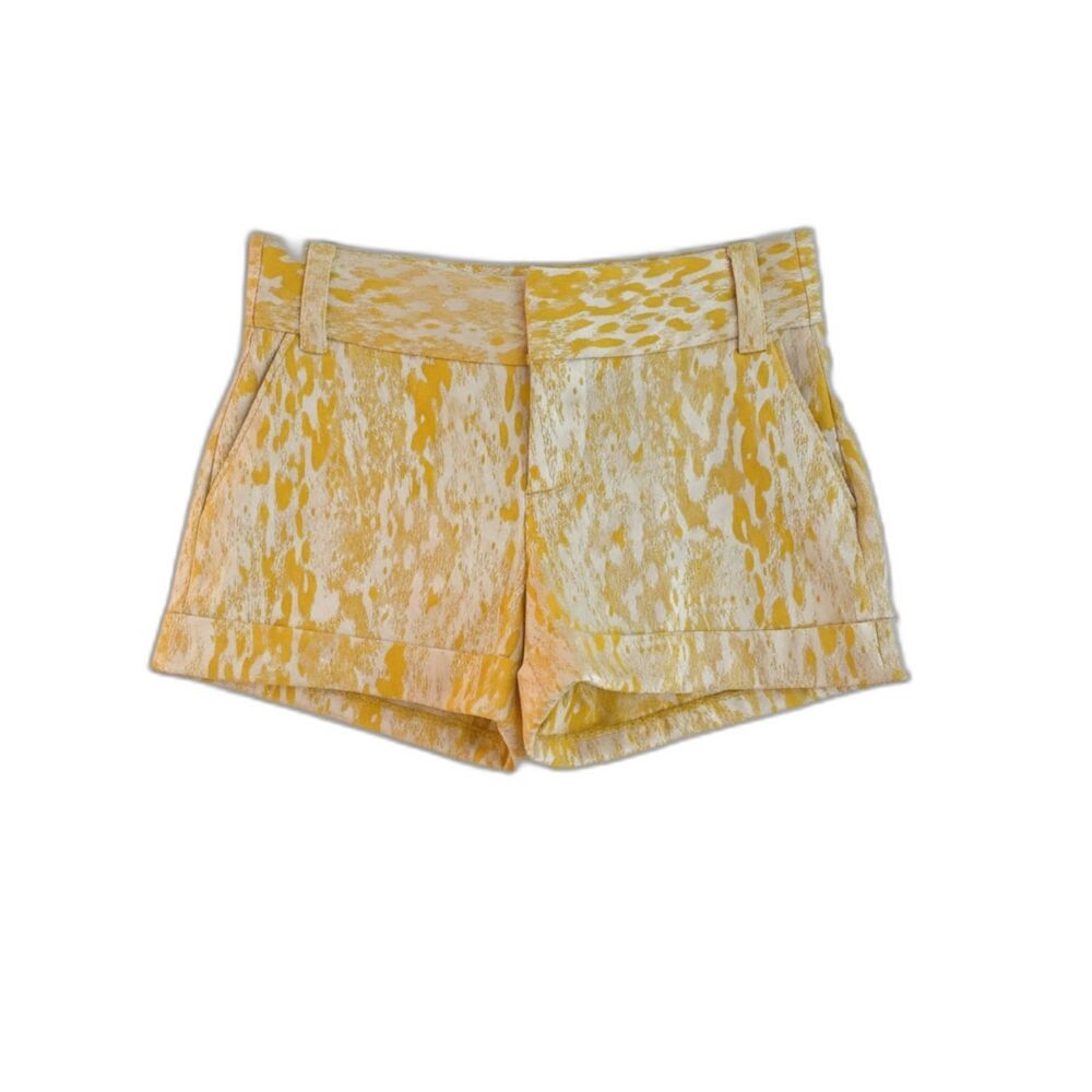 Alice + Olivia Donald Yellow White Abstract Print Jacquard Shorts S EUC $235